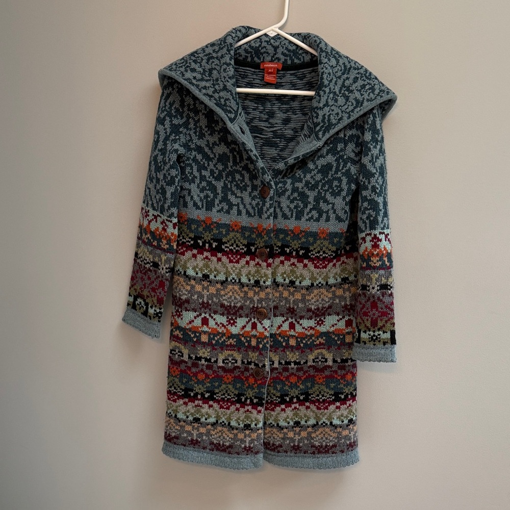 Sundance Gray and Black Knit Cardigan